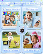 Cámara de impresión instantánea para niños, cámaras de impresión digital instantánea 1080P para niños pequeños, juguete portátil para niñas de 4, 5, 6, 7, 8, 9, 10 años, regalos de cumpleaños de Navidad para niñas y niños con tarjeta SD azul