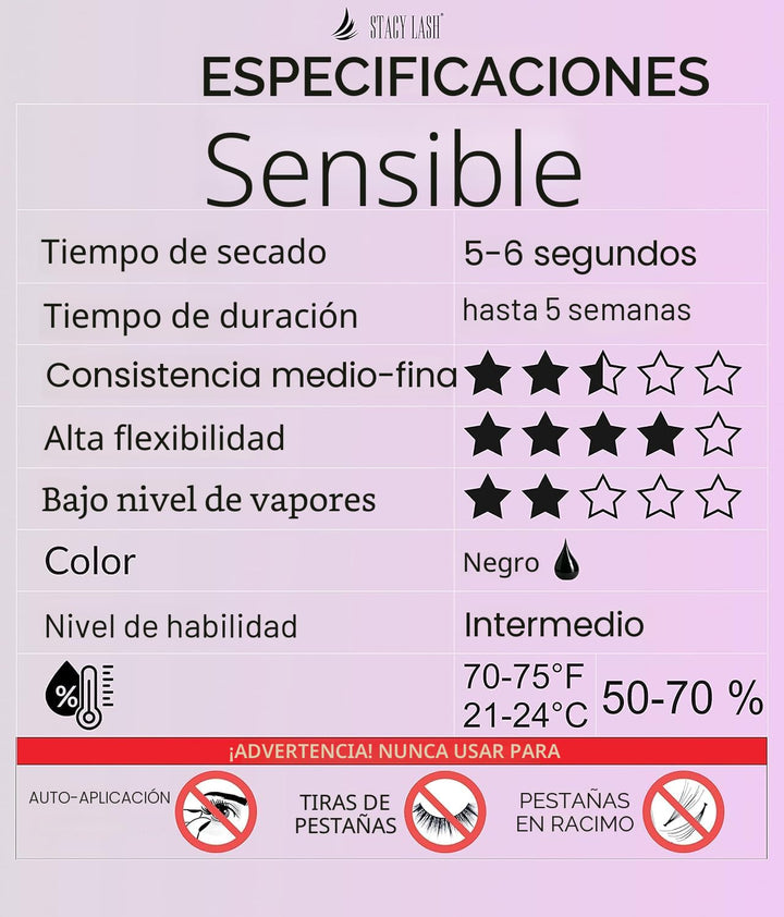 Stacy Lash Pegamento para extensiones de pestañas sensibles, 0,17 f...
