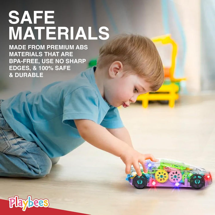 Playbees Juguete de coche transparente iluminado juguetes