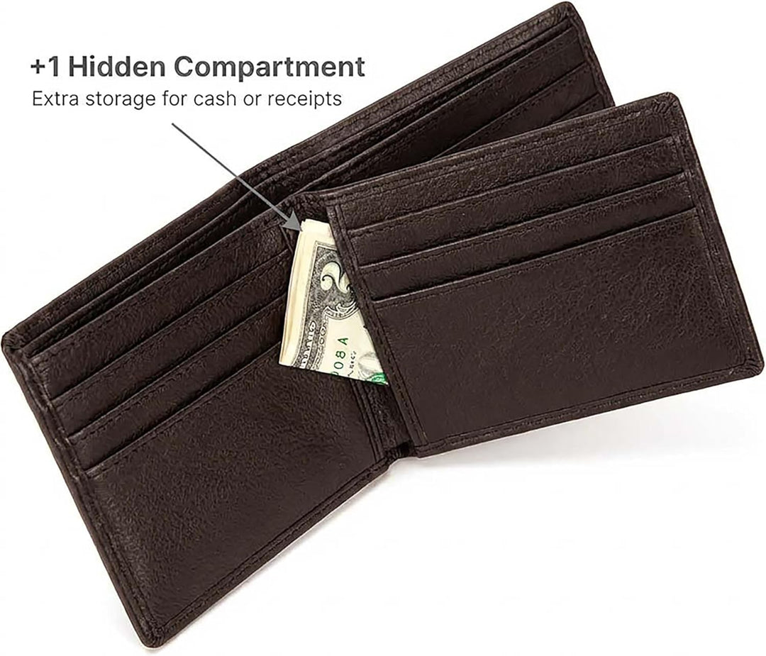 Billetera de cuero para hombre con 10 ranuras RFID de bloqueo, S