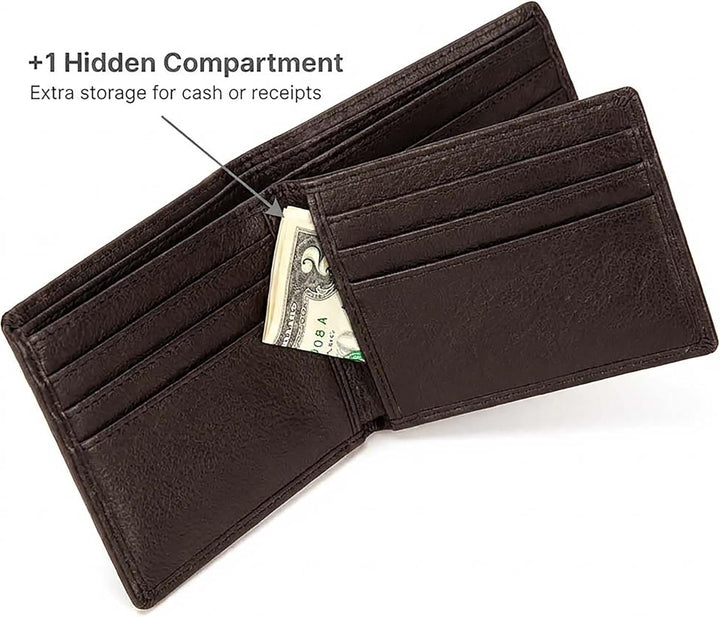 Billetera de cuero para hombre con 10 ranuras RFID de bloqueo, S