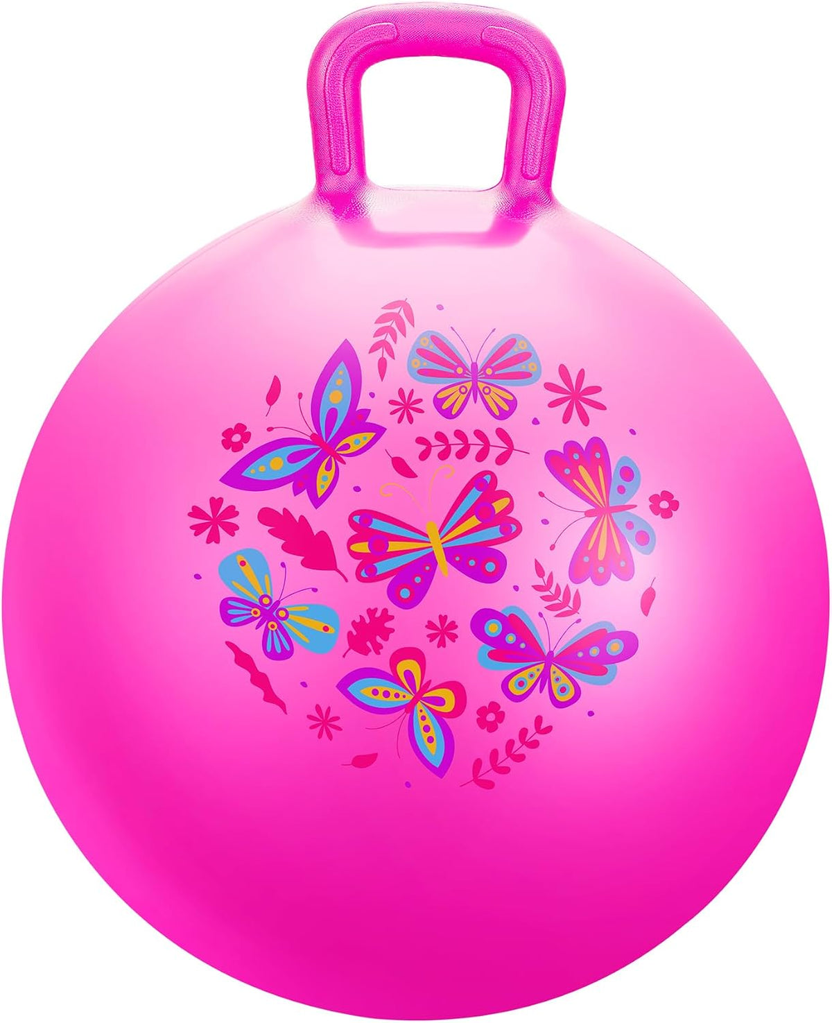 Pelota saltarina PlayZap para niños de 3 a 8 años, pelota hinchable rosa de 18 pulgadas con asas, juguetes inflables hippity hop para saltar y rebotar para interiores y exteriores para niños y niñas