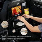 Paquete de 2 Organizadores Universales de Cuero Premium Plegables para Asiento Trasero de Automóvil con Bandeja de Mesa, Protector de Respaldo de Asiento de Automóvil con Bolsa de Basura