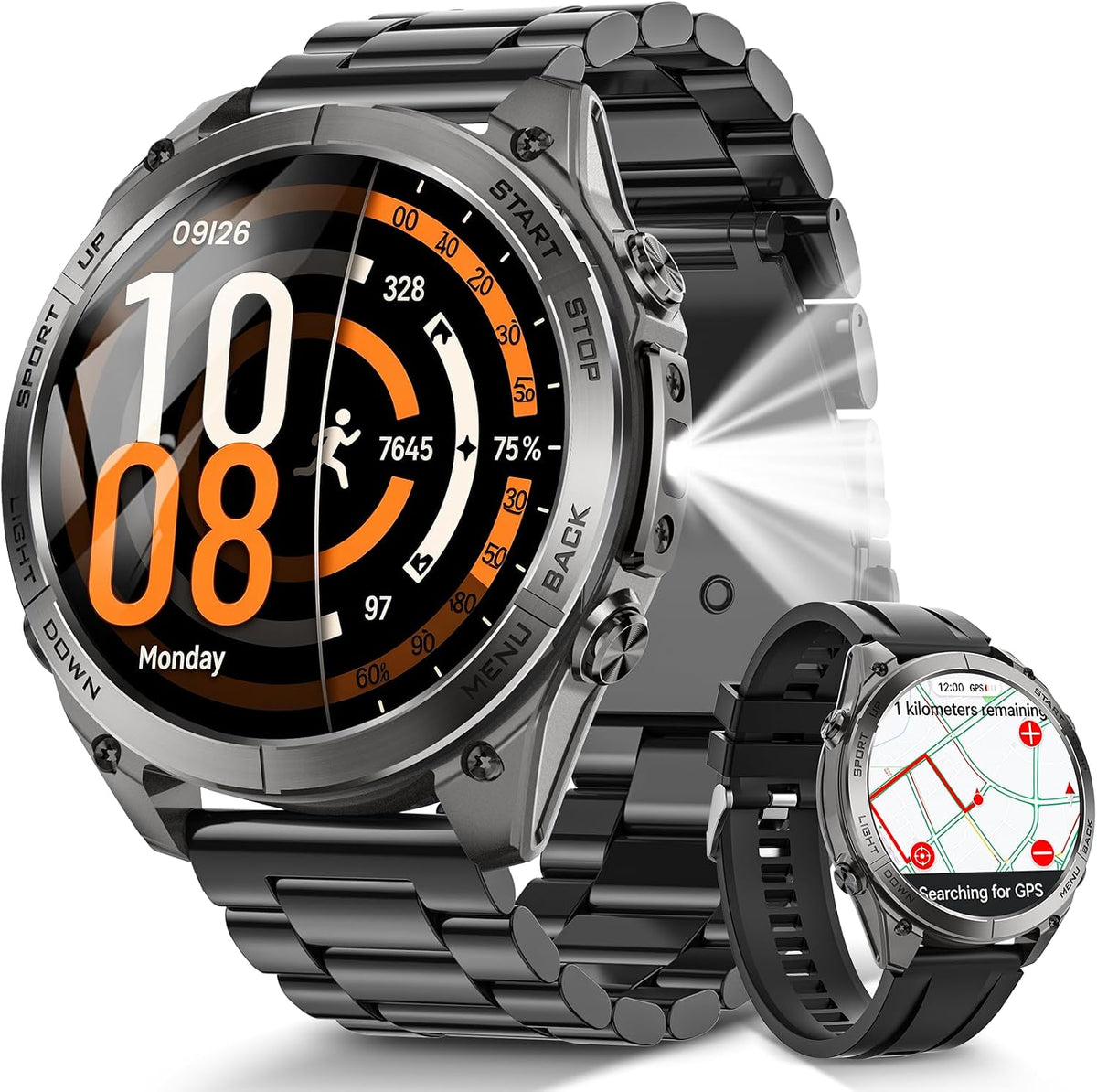 Reloj Inteligente Militar para Hombre, GPS y Mapas Offline, Monitor de Ritmo Cardíaco/Sueño