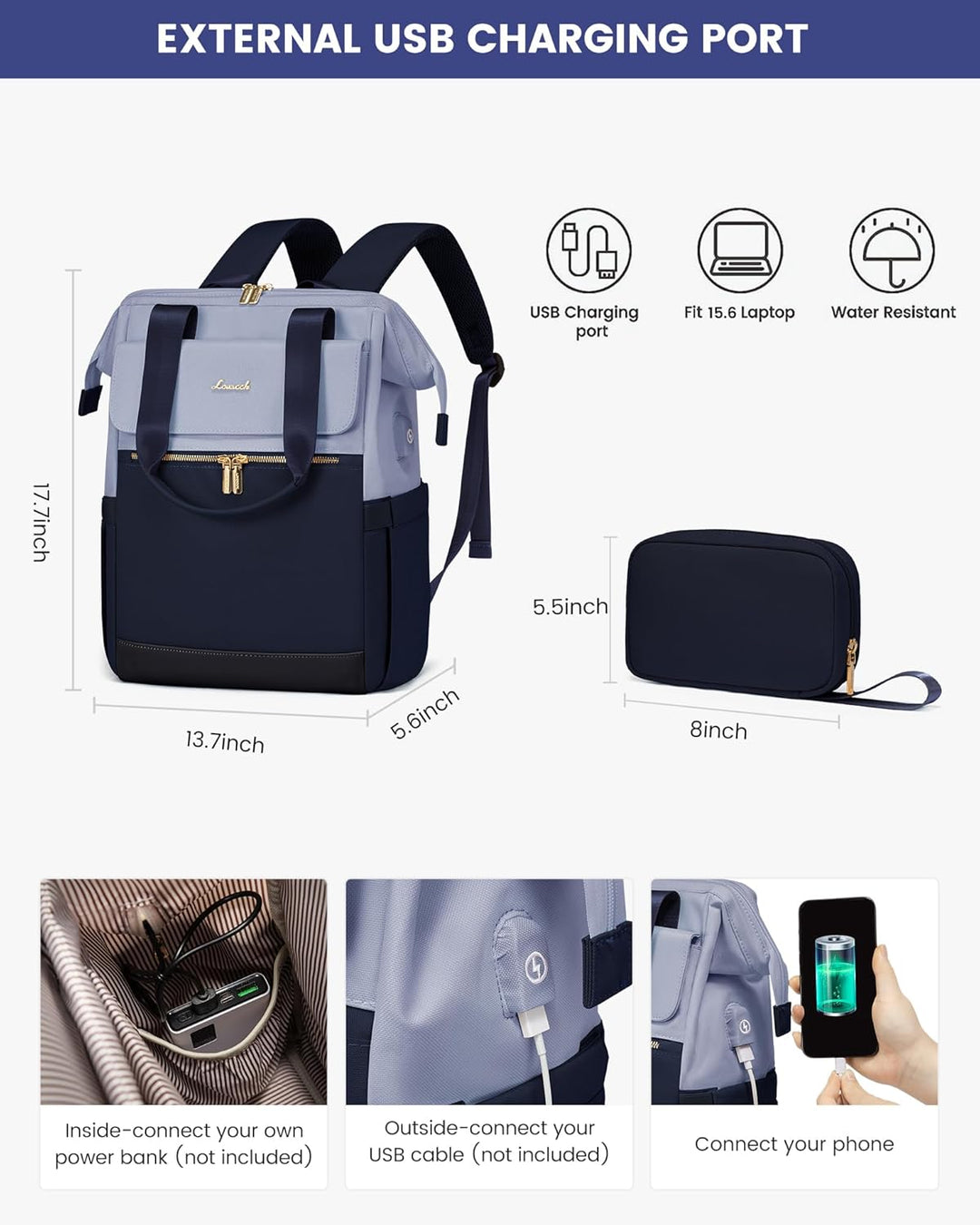 LOVEVOOK Mochila para laptop para mujer, mochila de trabajo convert...
