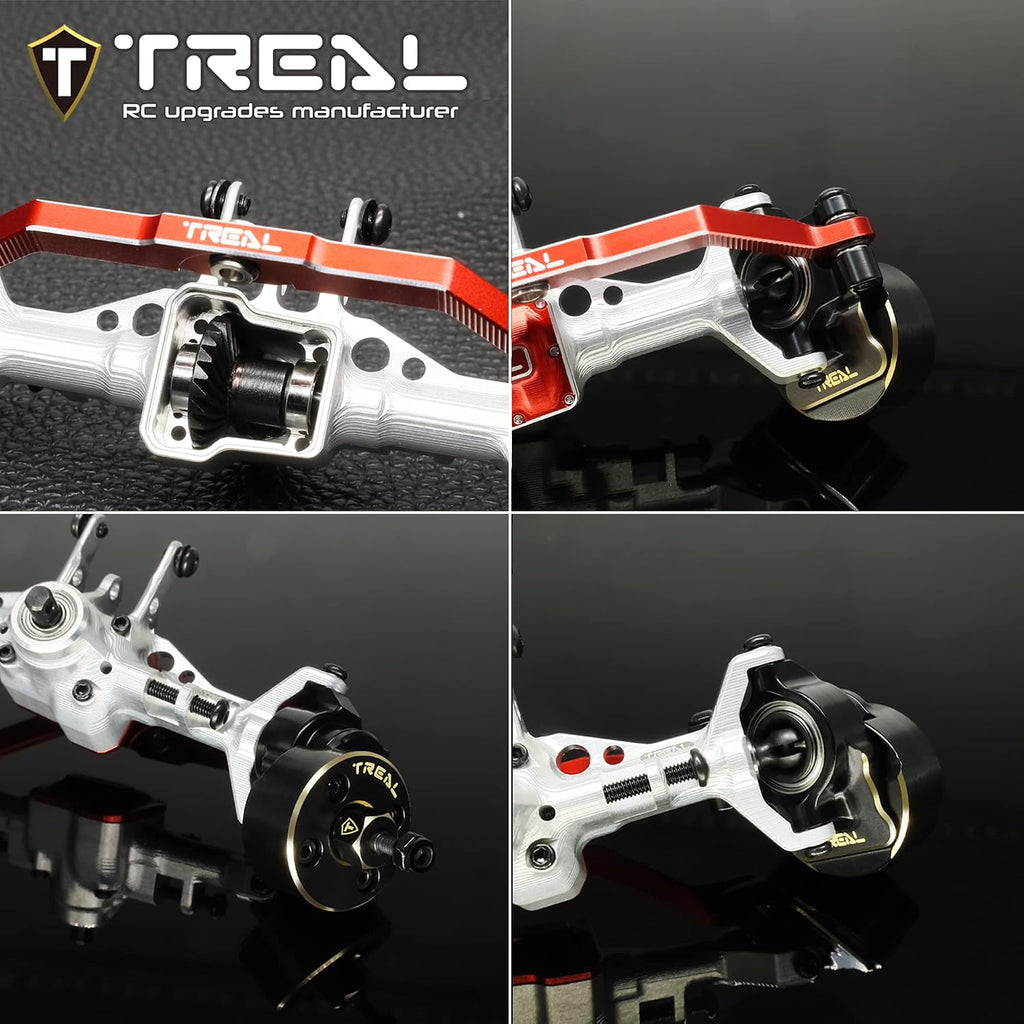 TREAL TRX4M Ejes Portal Delantero Kit Completo CVD Eje Aluminio 7075 Carcasa de eje mecanizado CNC para 1/18 TRX-4M (Plata)