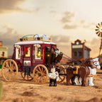 Lámpara Lumibricks Western Stagecoach Lighting - Juego de ladrillos de construcción – Carruaje y caballo del viejo oeste 293 piezas colección juego de exhibición para amantes del oeste