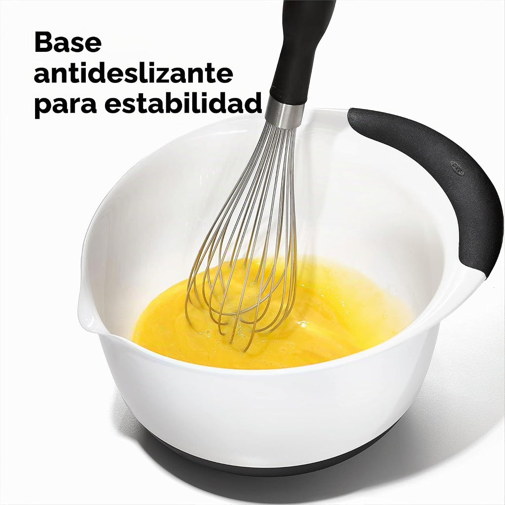 OXO Good Grips juego de 3 cuencos para mezclar de plástico, 2500 ml, blanco/negro