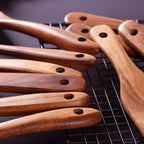 Cucharas de madera para cocinar, juego de 10 utensilios de cocina de madera, utensilios de cocina de madera para sartén antiadherente, juego de utensilios de madera de teca, herramientas de