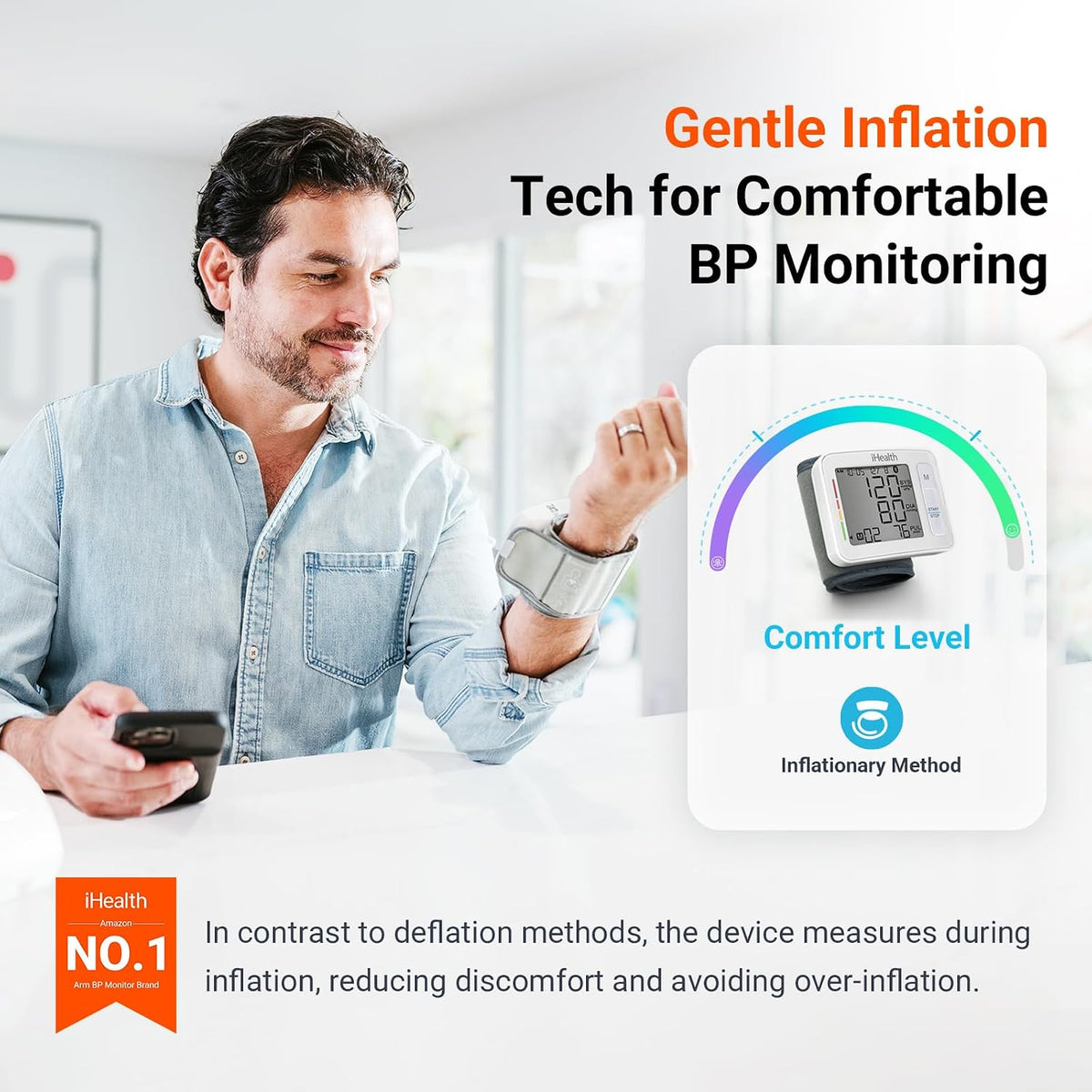iHealth Monitor de presión arterial de muñeca, máquina digital de presión arterial Bluetooth con pantalla grande y funda de transporte portátil para uso en casa y viajes