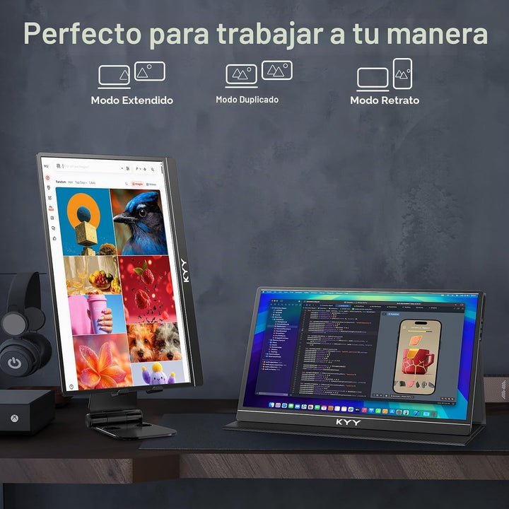 KYY Monitor portátil 4K \u2013 Pantalla de viaje UHD IPS de 15.6 pu...