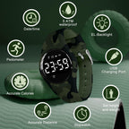 Relojes para niños y niñas, reloj deportivo digital con contador de pasos, podómetro, alarma de vibración, sin aplicación, impermeable, rastreador de fitness, reloj para niños, niñas, adolescentes