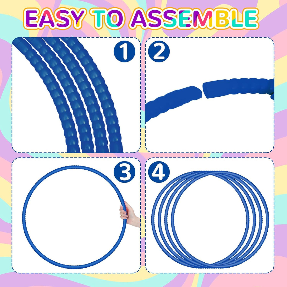 Shappy - 6 piezas de aros de ejercicio desmontables ajustables, juguete de plástico, juguetes de patio de juegos, aros circulares de colores para juegos de adolescentes, gimnasia, equipo de agilidad