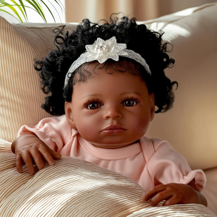 BABESIDE Muñecas de bebé negras, muñeca de bebé realista de 20 pulg...