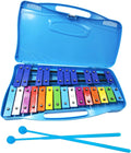 Soulmate Xilófono para niños, instrumento xilófono de 25 notas, percusión profesional con estuche y dos mazos seguros para principiantes, teclas de metal coloridas, enseñanza de música, regalos (azul)
