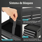 Goplus Baúl de herramientas, gabinete de almacenamiento de herramientas con 5 cajones y ruedas, con parte superior desmontable, caja de herramientas, forro, ruedas universales bloqueables, estante