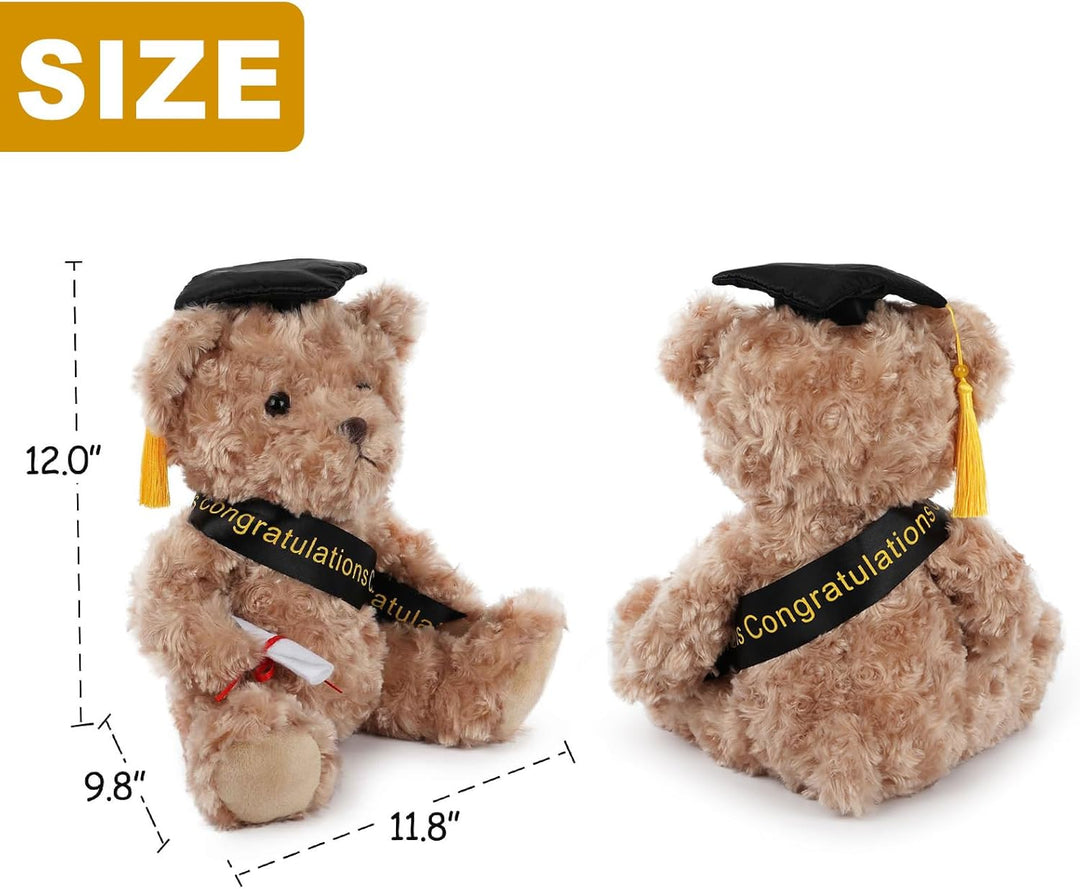 WEIGEDU Oso de peluche de regalo de graduación con gorra, banda y d...