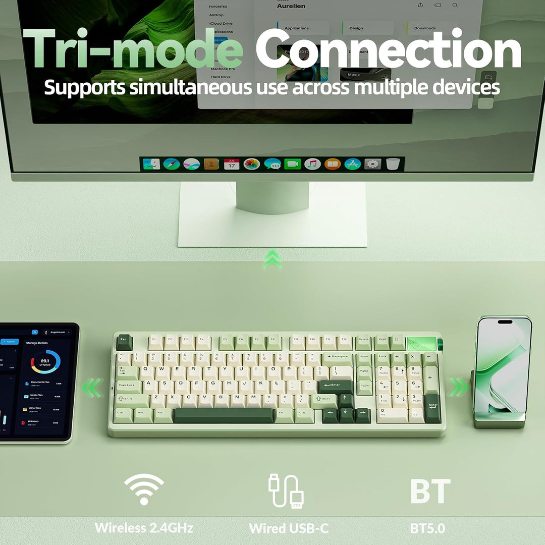 CORBOBO LEOBOG A98-96% Teclado mecánico inalámbrico, trimodo BT5.0\...
