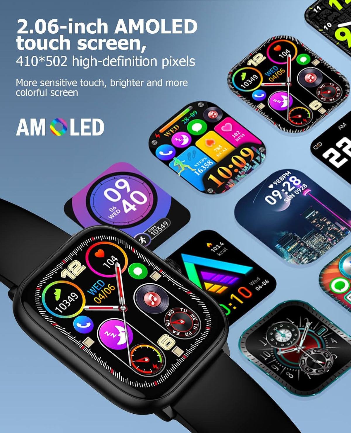 Premium Smart Watch para Hombre, 2.06" HD AMOLED AOD Llamadas/Recepción de llamadas