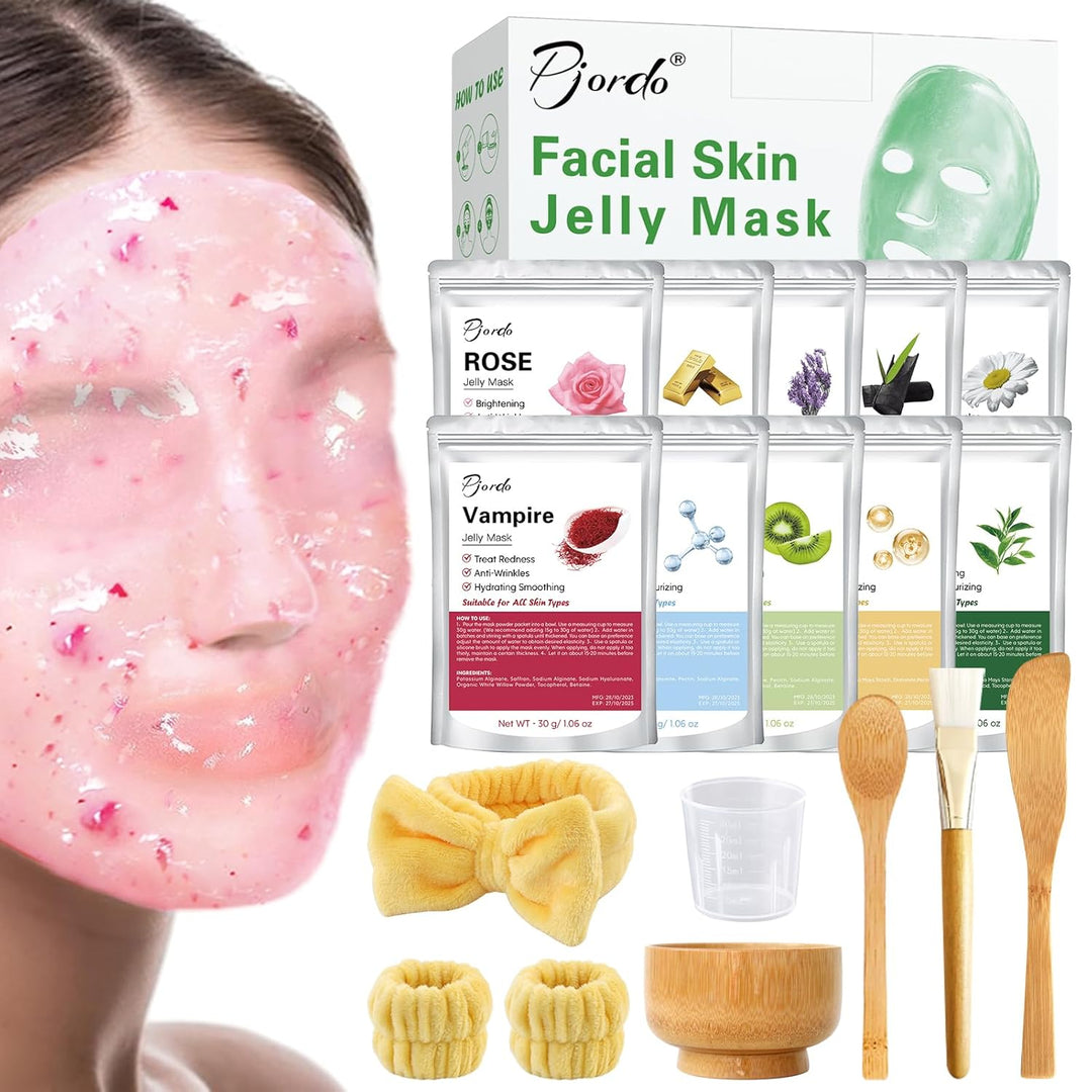 Pjordo Juego de 10 máscaras faciales para spa profesional, paquete...