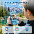 Walkie Talkie para niños con video: paquete de 2 juguetes recargables para niños pequeños con cámara HD y cambiador de voz, juguetes de regalo de largo alcance para niños y niñas de 3 a 8 años para