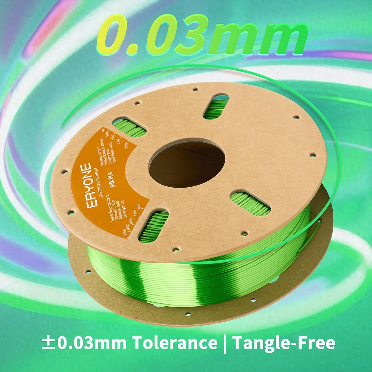 ERYONE Filamento PLA de seda para impresora 3D de 0.07 in +\/- 0.00...