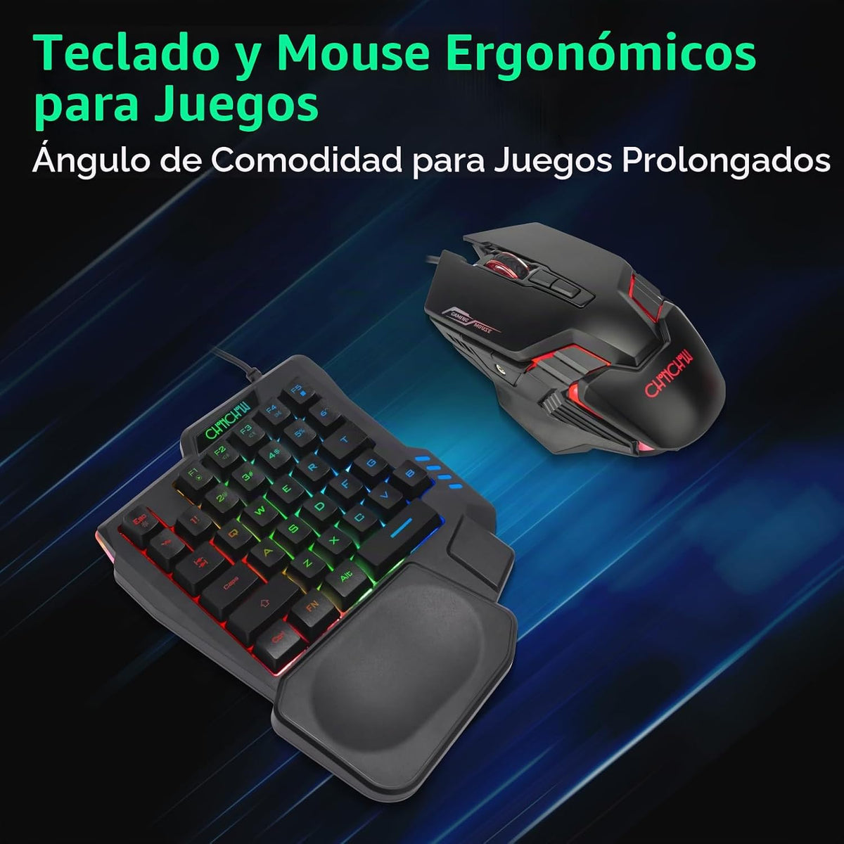 One Handed Gaming teclado y Mouse Combo para LOL/Wow/fortnite/Dota/PUBG