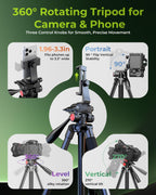 Cambofoto - Trípode de cámara de 72 pulgadas para DSLR y teléfono, trípode