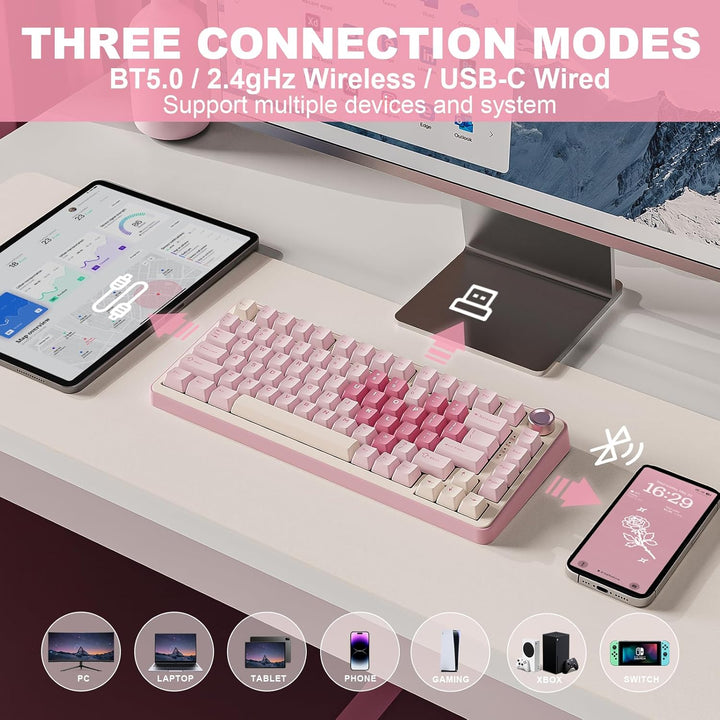 YUNZII B75 PRO Teclado mecánico inalámbrico, diseño 75% con perilla...