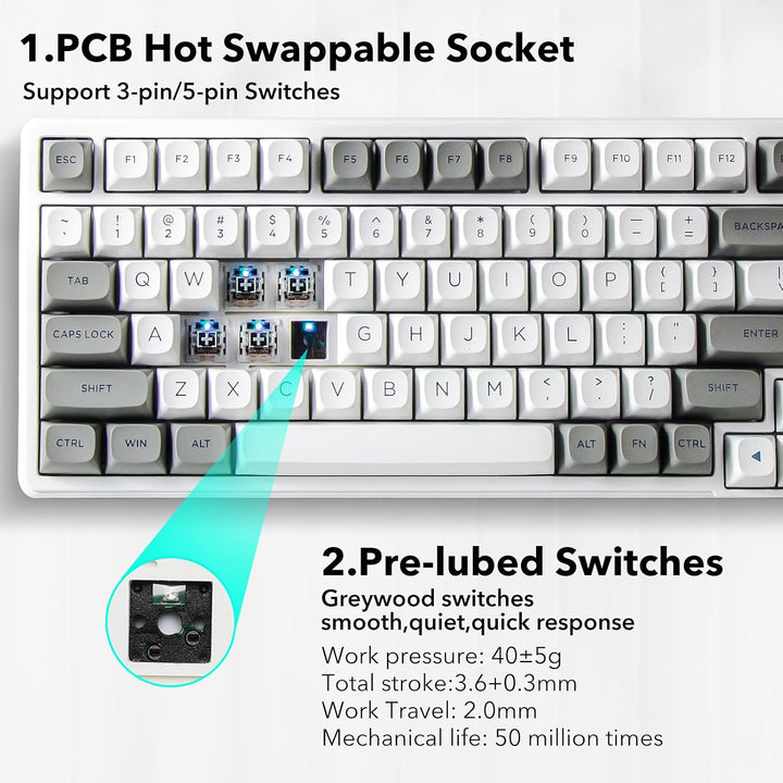 HUO JI Z-99 Teclado mecánico con cable, sonido cremoso, interruptor...