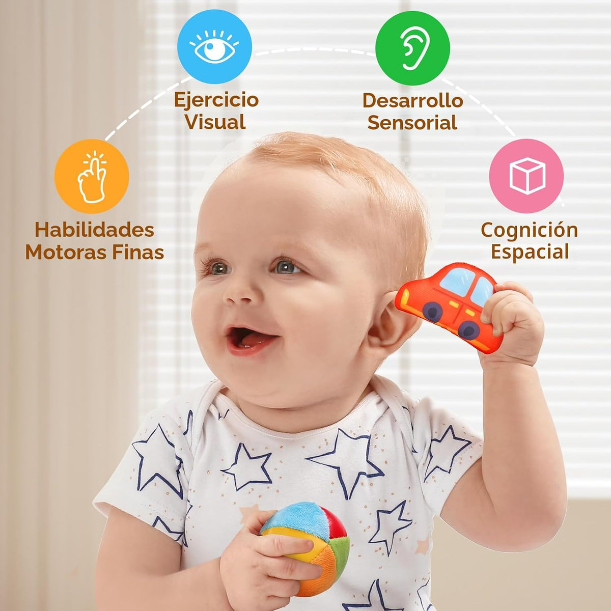 JoyCat Baby Toys 6-12 Months, Mystery Soft Box 10 Sensory Objects, Rattle