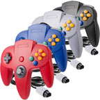 miadore Paquete de 4 Controladores Clásicos N64, Gamepad Clásico N64 con Joystick Mejorado (Versión USB no para PC) (Negro/Gris/Rojo/Azul)