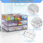 Organizador de Escritorio Apilable de 3 Niveles con 6 Cajones, YOCOMEY Caja de Almacenamiento de Escritorio de Plástico con Cajones, Organizador Desmontable de Almacenamiento de Maquillaje y