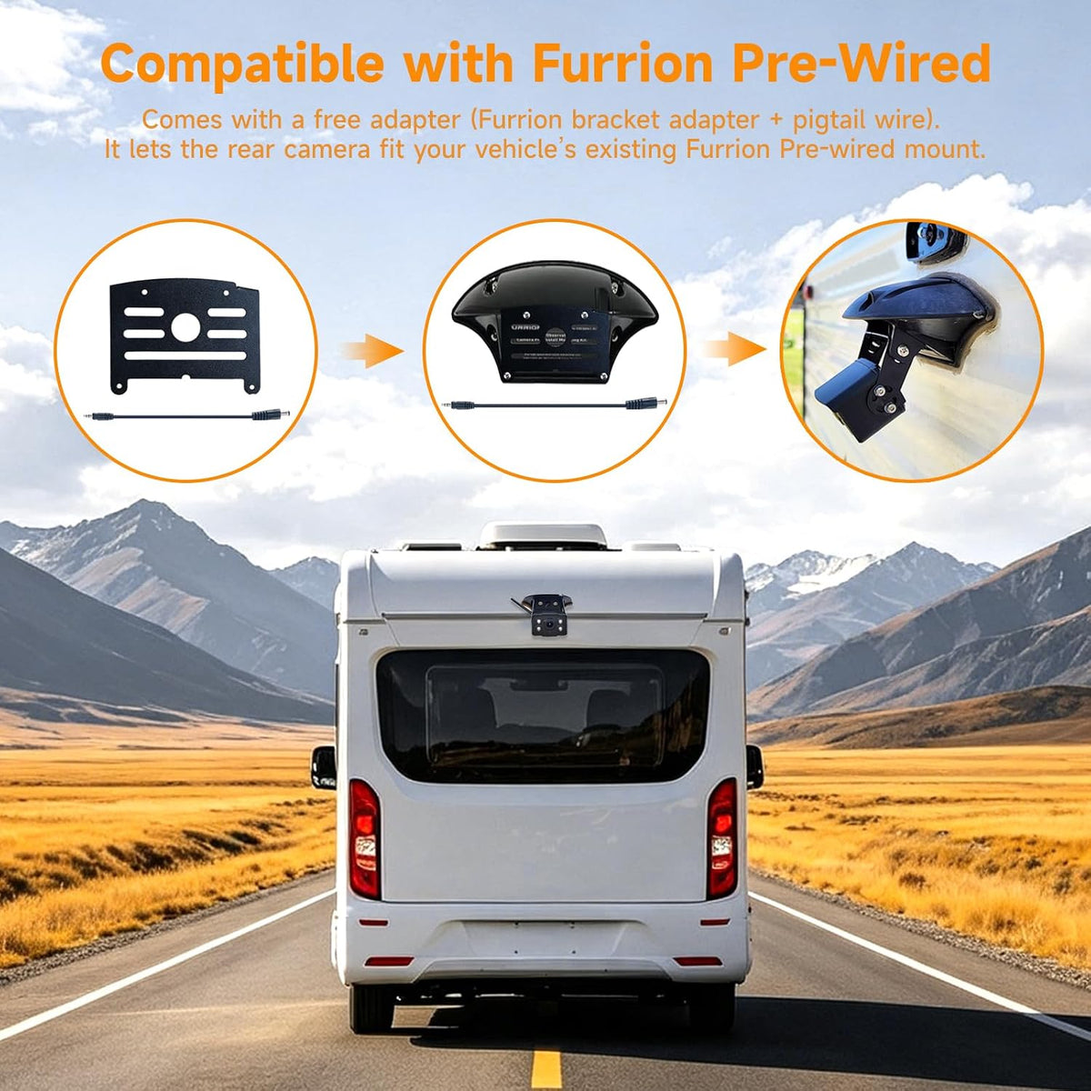 Sistema de cámara inalámbrica 1080P para RV, cámara de respaldo de visión nocturna IP69 impermeable con cámara de visión trasera lateral y monitor HD de 7 pulgadas para RV, camión, remolque, casa