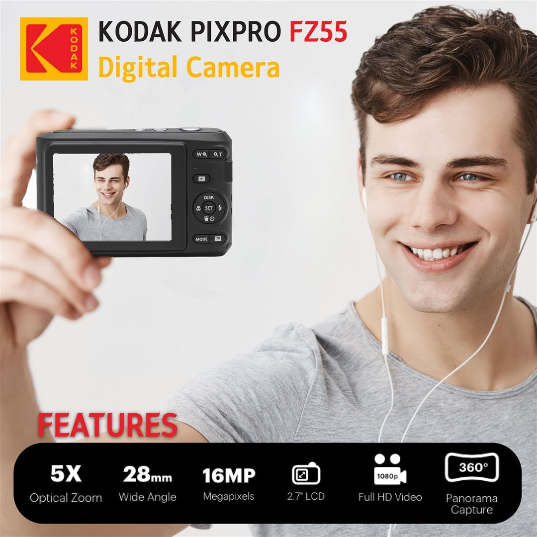 KODAK PIXPRO FZ55 Cámara digital de 16 MP de apuntar y disparar, zo...