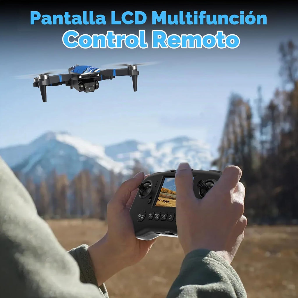 FPV Drone con cámara para adultos con pantalla LCD en RC, mini drones para principiantes, cuadricóptero plegable con motor sin escobillas para evitar obstáculos, compatible con tarjeta SD de 32 G de