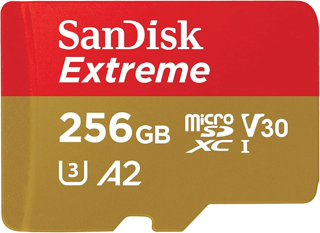 SANDISK Tarjeta microSD extrema de 256 GB + adaptador, velocidades de