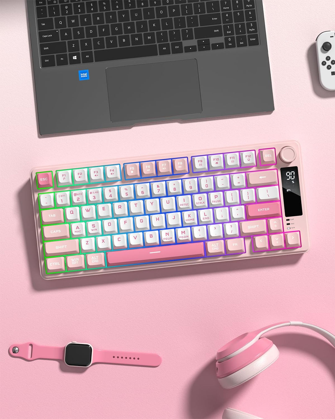 Womier DK75 75% Wireless Gaming Keyboard, RGB Backlit Creamy Keyboa...