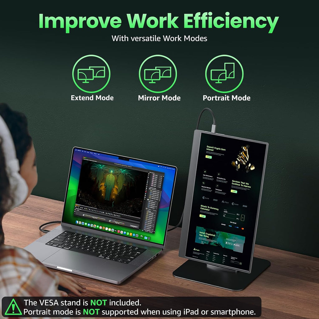cocopar Monitor portátil 15.6" 1080P 60Hz 85% sRGB IPS Monitor...