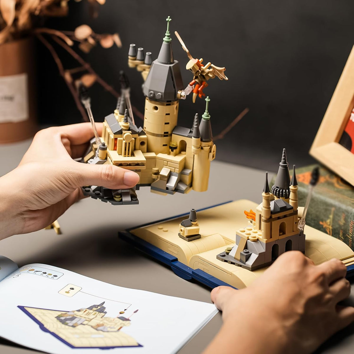 Juego de construcción de libro de castillo compatible con