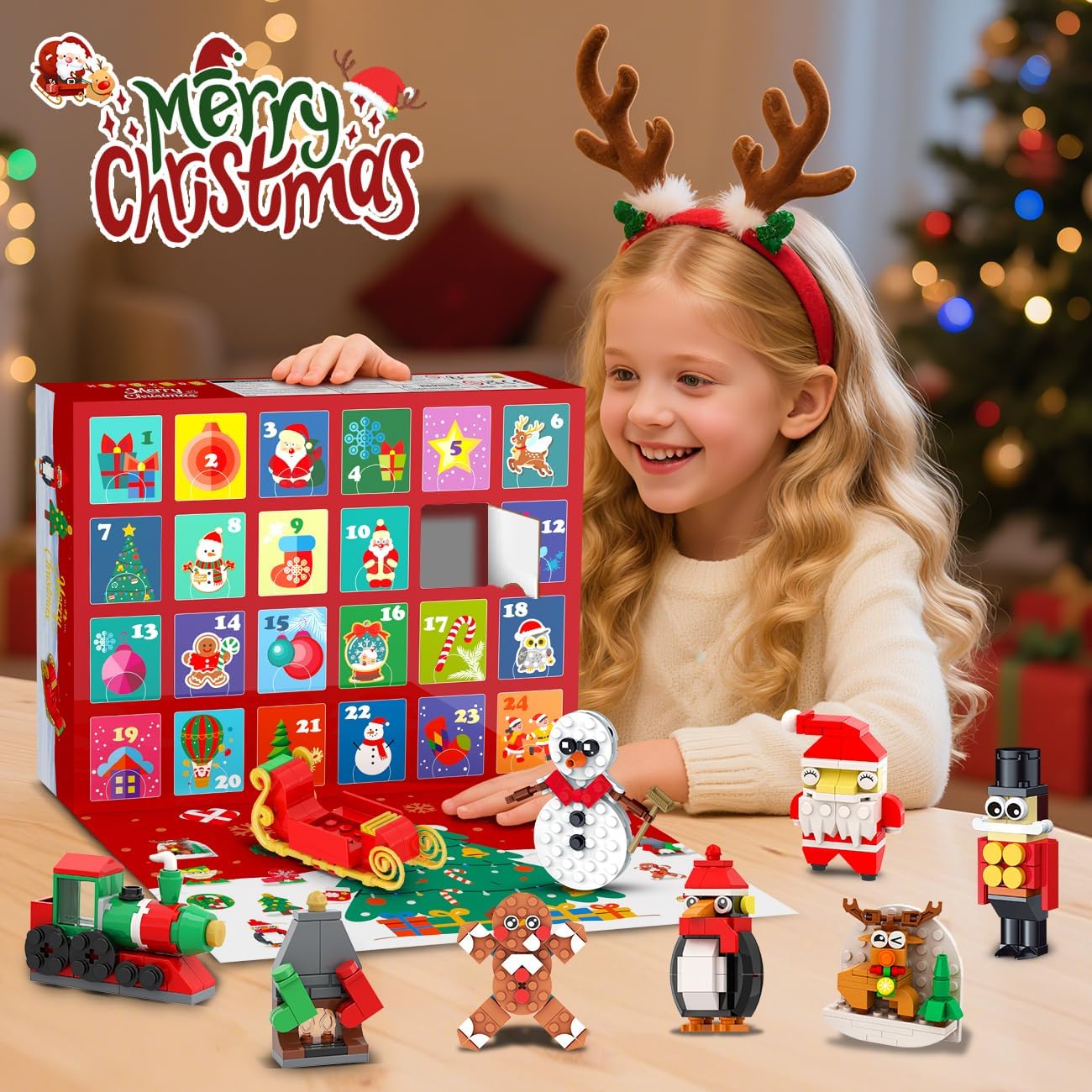 HOGOKIDS Calendario de Adviento adornos de Navidad juego