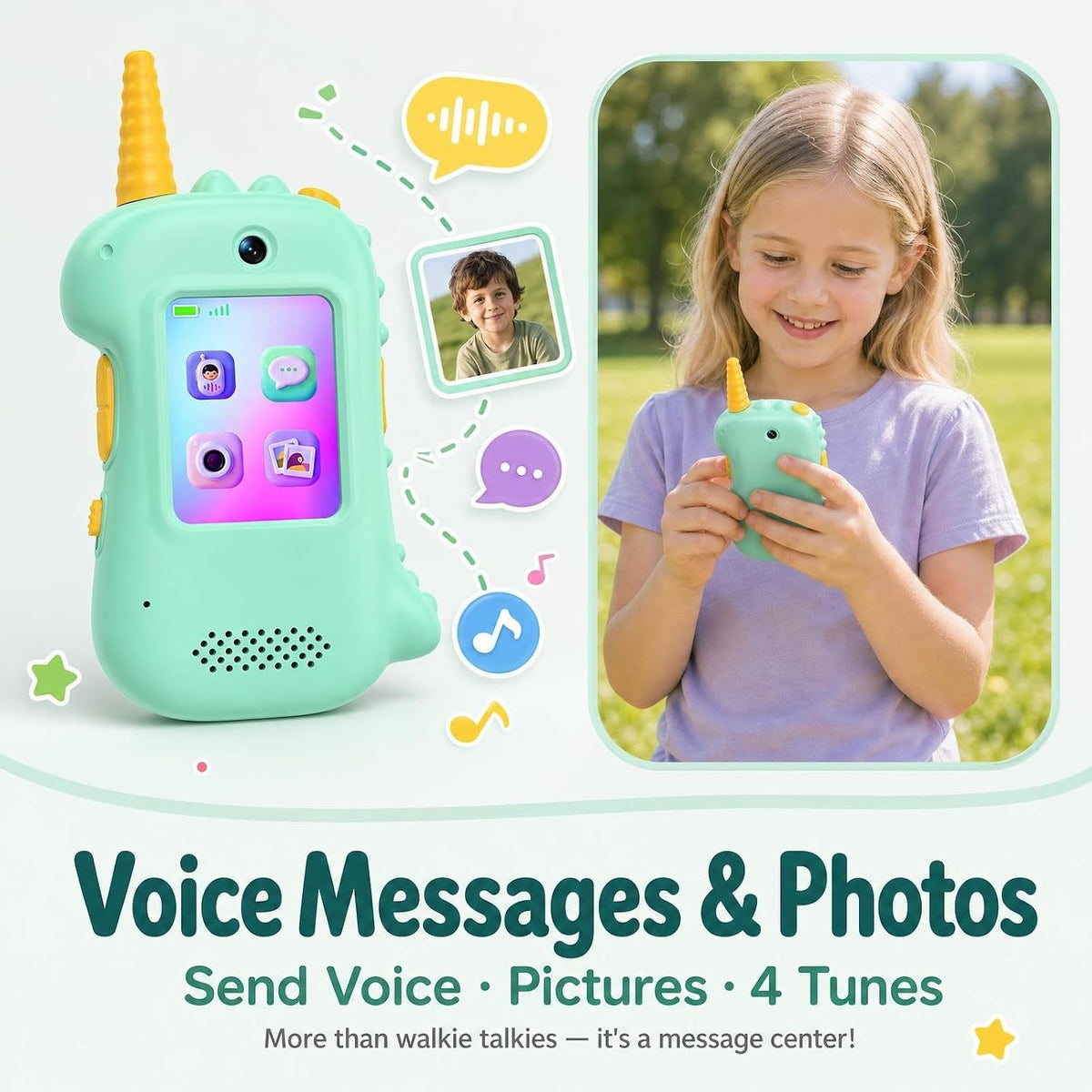 Walkie Talkies de video para niños, paquete de 2, regalo de cumpleaños para