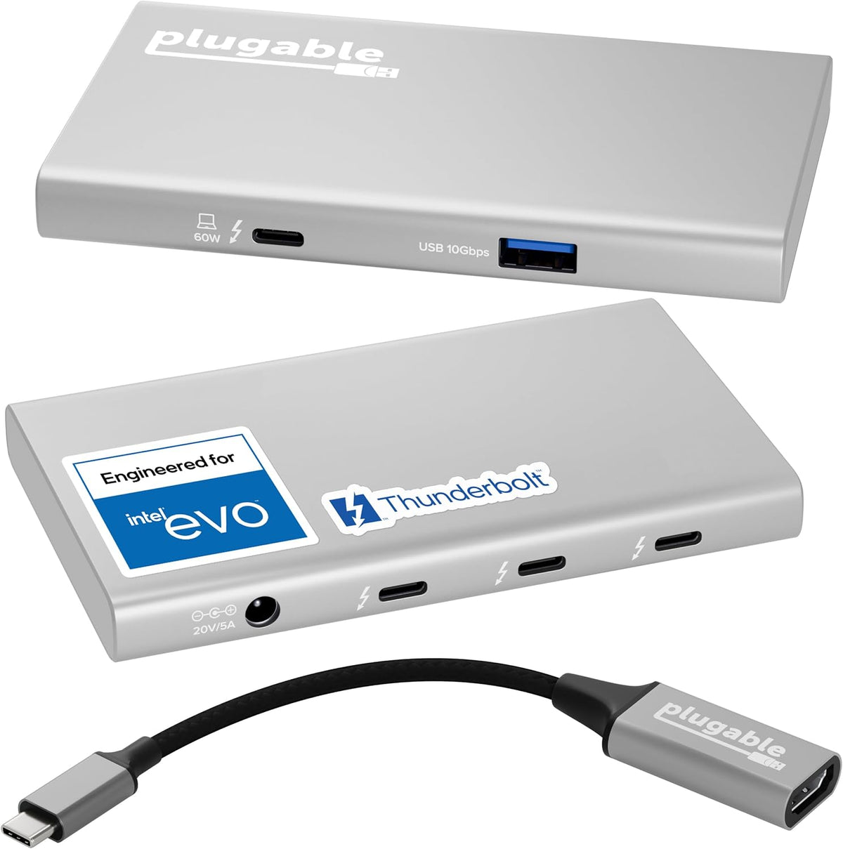 Hub Thunderbolt 4 5 en 1 enchufable, adaptador HDMI 4K incluido