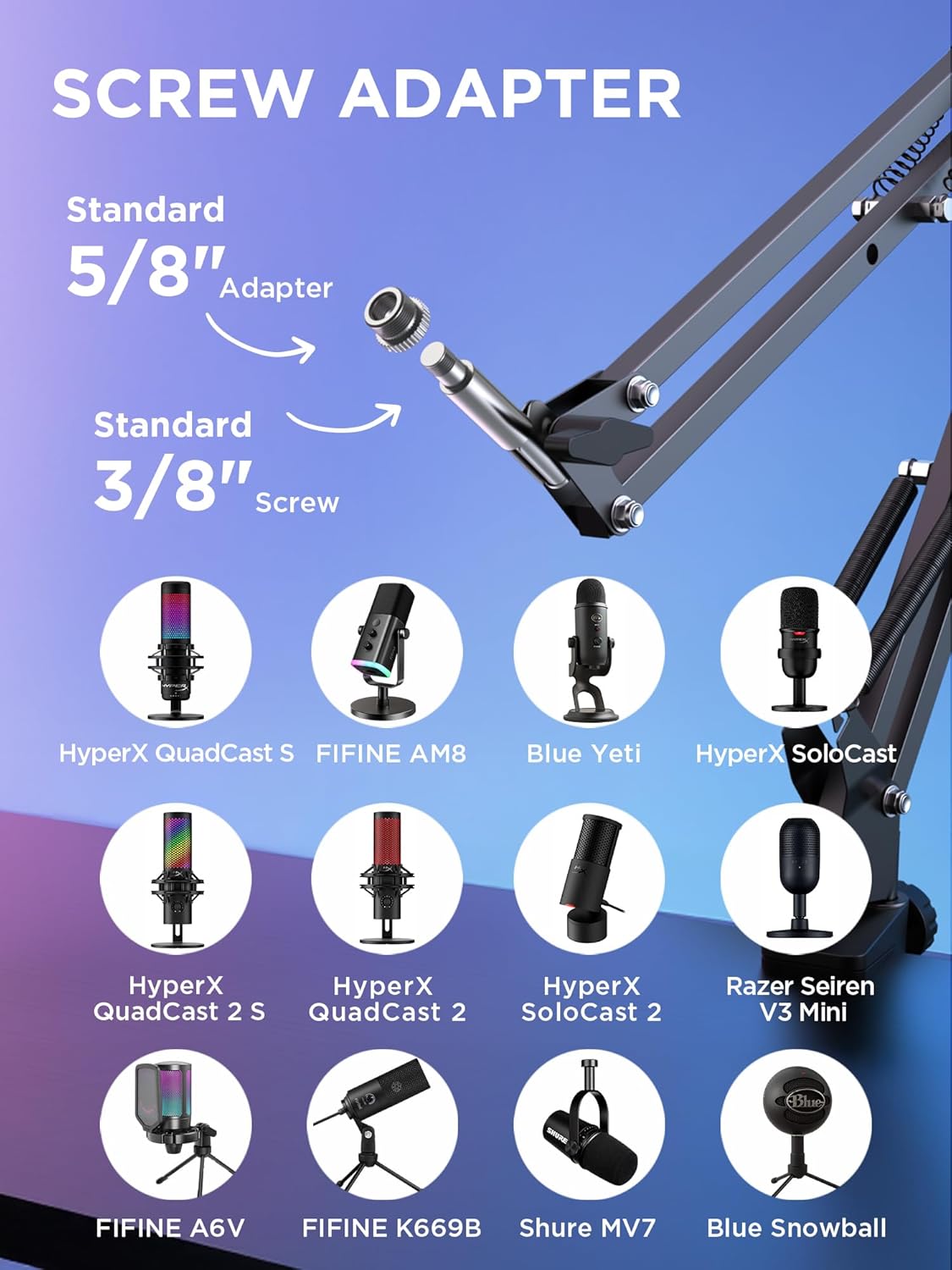 InnoGear, soporte de brazo tijera ajustable de estudio con suspensi...