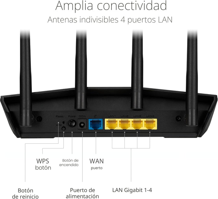 ASUS RT-AX1800S Router extensible WiFi 6 de doble banda, seguridad...