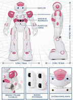 KingsDragon - Robot RC, juguetes para niños con gestos y detección, robot inteligente a control remoto para niños de 3 a 7 años, regalo de cumpleaños, rosa