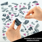 Godzilla - Rompecabezas 3D de cristal ultra lujoso, 71 piezas, a partir de 12 años