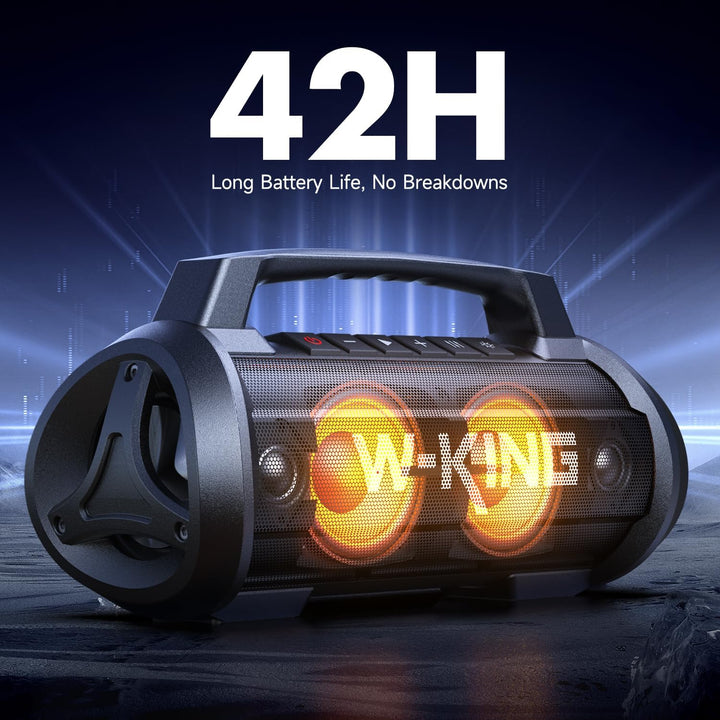W-KING Altavoz Bluetooth portátil con micrófono inalámbrico, 120 W...