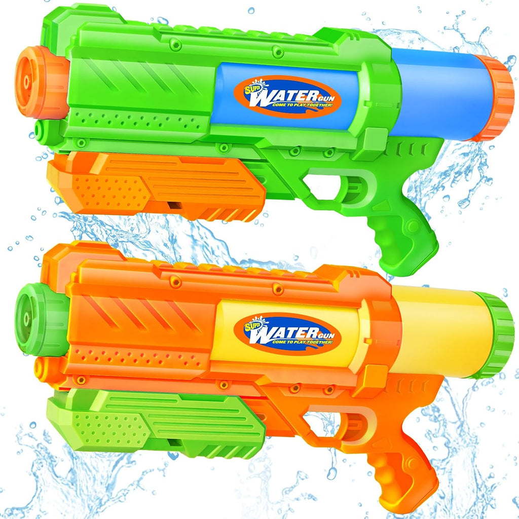 Super pistola de agua para niños y adultos: paquete de 2 pistolas de agua súper remojadoras de 1200 cc con rango impresionante, juguetes ideales para niños y niñas, verano al aire libre, piscina