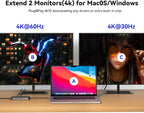 10 en 1 Estación de acoplamiento para MacBook: Doble monitor 2 HDMI 4K/60Hz para MacOS